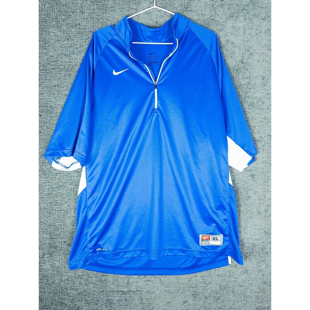 Nike‎ Team Dri-Fit Half Zip Pullover Shirt Mens XL Royal Blue Polyester Athletic